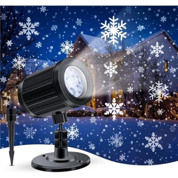 Christmas Snowflake Projector Lights Outdoor Indoor 360 Degree Adjustable - Picture 1 of 6